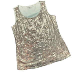 🍀Coldwater Creek Gold Sequined Sleeveless Top Women’s Size Small